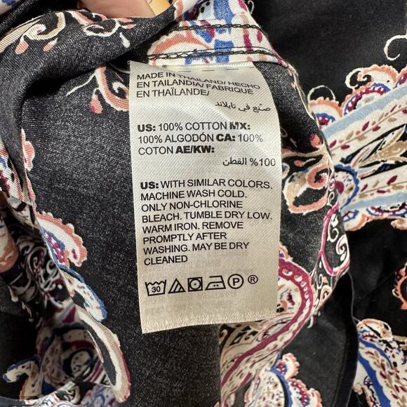 Chico’s Blouse No Iron Paisley Multi Color Long Sleeve Fall XL Size 3 New - Picture 4 of 8